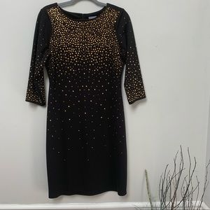 Rabbit Design Black Dress with Gold Rhinestones